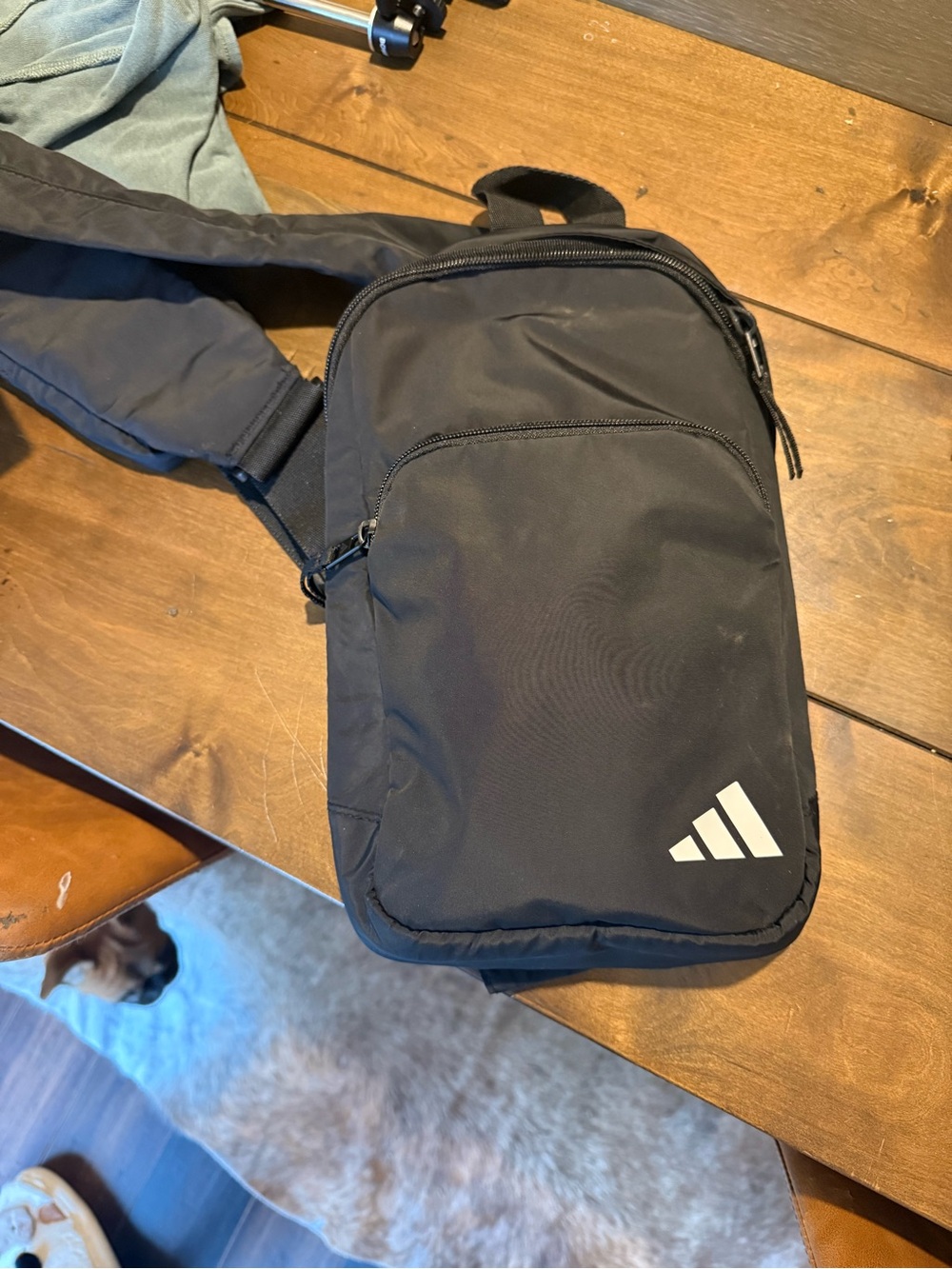 adidas Black Belt Sling Bag with White Logo